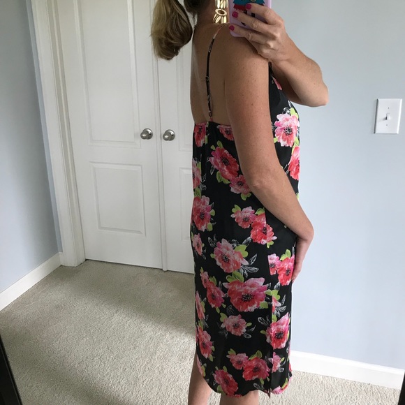 Black Floral & Lace Midi Slip Dress - Picture 5 of 8